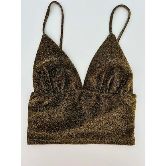 URBAN OUTFITTERS BRONZE SHIMMER CROPPED TANK (Womens: XS) - Picture 1 of 7